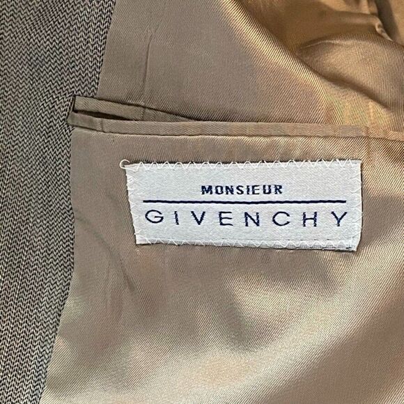 Vintage Mens Givenchy Brown Tan Oversized Sport Coat Blazer Single Breasted L - Picture 10 of 10